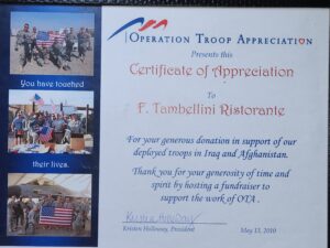 Certificate of Appreciation for support