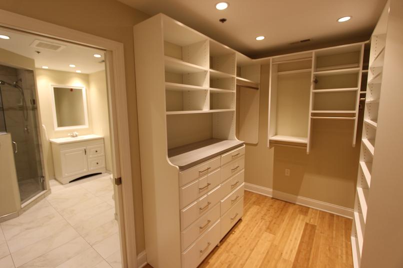 Walk-in closet with shelves