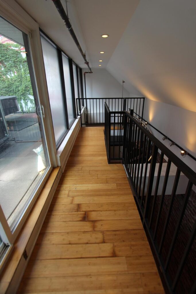Bright, spacious wooden hallway