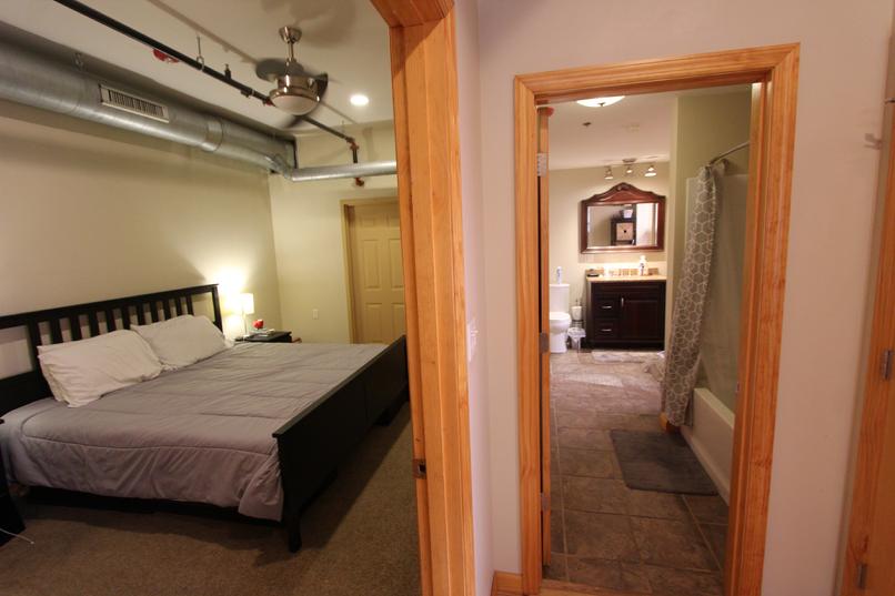 Bedroom and bathroom view